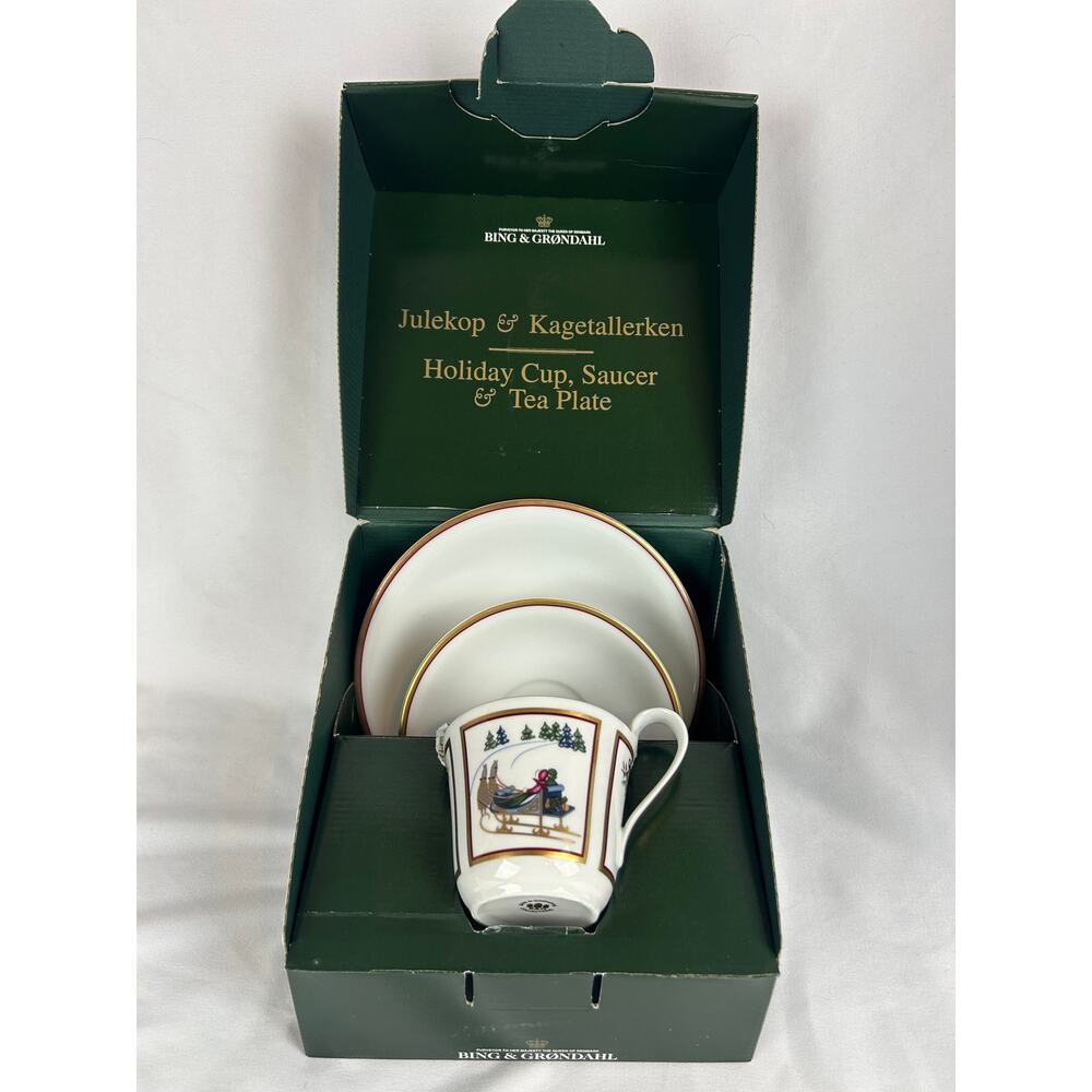 Bing Grondahl 1998 Holiday Collection Cup Saucer Plate Set Denmark Box